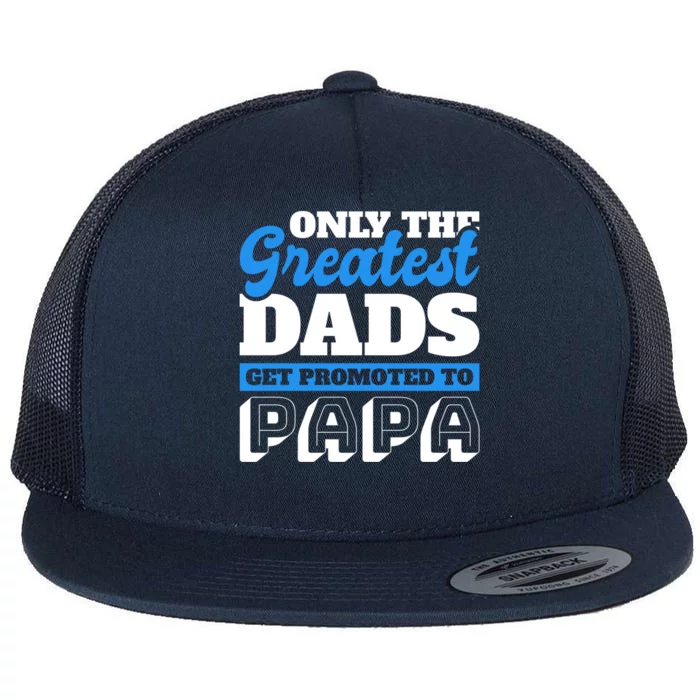 Only The Greatest Dads Get Promoted To Papa For Father's Day Gift Flat Bill Trucker Hat