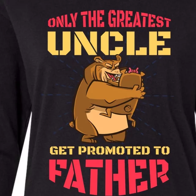 Only The Greatest Uncle Get Promoted To Father With A Bear Gift Womens Cotton Relaxed Long Sleeve T-Shirt