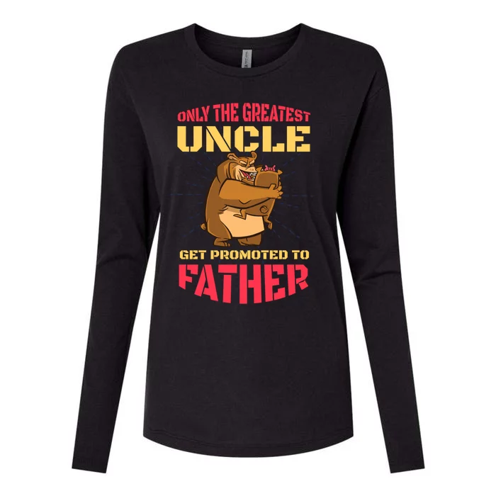 Only The Greatest Uncle Get Promoted To Father With A Bear Gift Womens Cotton Relaxed Long Sleeve T-Shirt