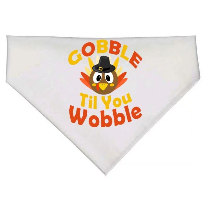 Outfit Thanksgiving Gobble Til You Wobble Funny Gift USA-Made Doggie Bandana