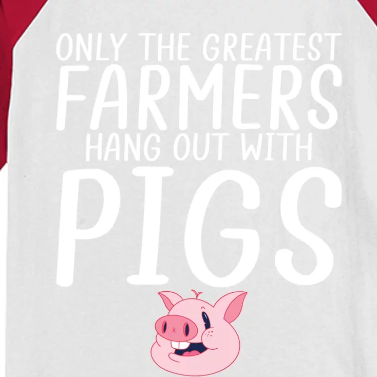 Only The Greatest Farmer Hang Out With Pigs Farm Farming Gift Kids Colorblock Raglan Jersey