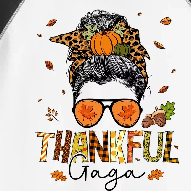 One Thankful Gaga Leopard Messy Bun Thanksgiving Family Meaningful Gift Toddler Fine Jersey T-Shirt