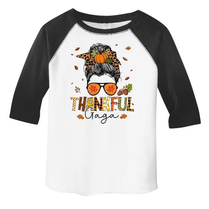 One Thankful Gaga Leopard Messy Bun Thanksgiving Family Meaningful Gift Toddler Fine Jersey T-Shirt