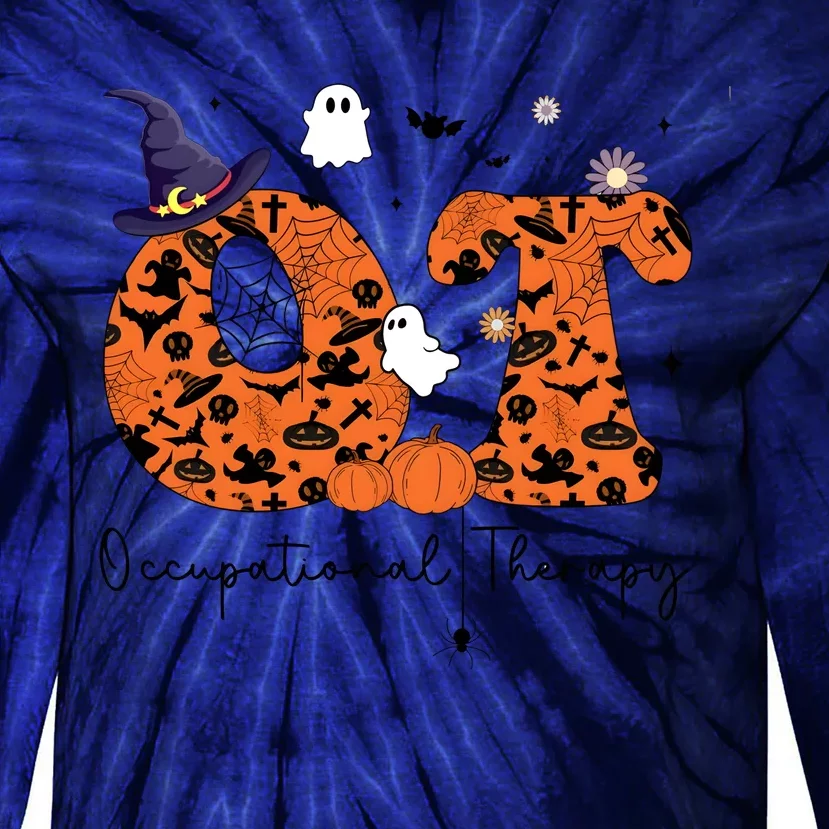 Occupational Therapist Halloween Ghost Witch Pumpkin Tie-Dye Long Sleeve Shirt