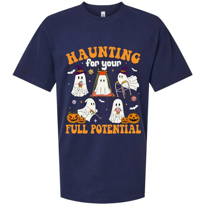 Occupational Therapy Haunting Your Full Potential Halloween Sueded Cloud Jersey T-Shirt