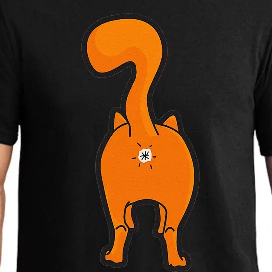 Orange Tabby Happy Kitty Cat Butt Funny Pajama Set