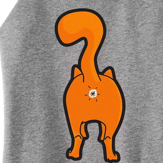 Orange Tabby Happy Kitty Cat Butt Funny Women’s Perfect Tri Rocker Tank