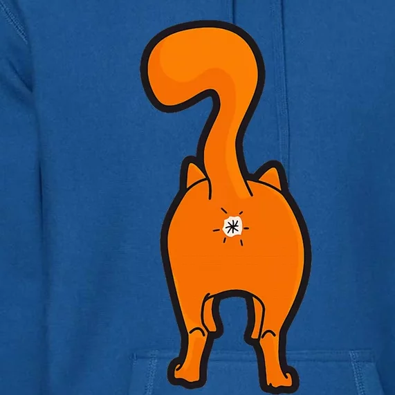 Orange Tabby Happy Kitty Cat Butt Funny Premium Hoodie