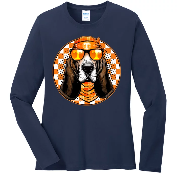 Orange Tennessee Hound College Football Sports Fan Ladies Long Sleeve Shirt