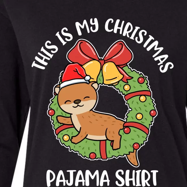 Otter This Is My Christmas Pajama Gift Womens Cotton Relaxed Long Sleeve T-Shirt