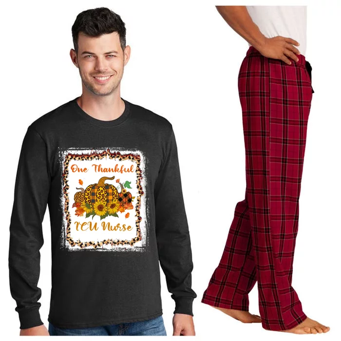 One Thankful Icu Nurse Thanksiving Blessed Teacher Gift Long Sleeve Pajama Set