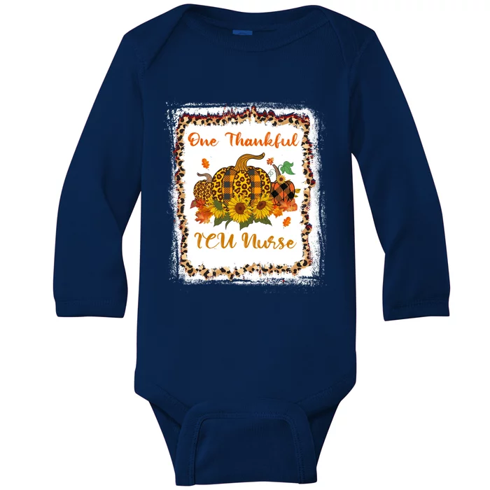 One Thankful Icu Nurse Thanksiving Blessed Teacher Gift Baby Long Sleeve Bodysuit