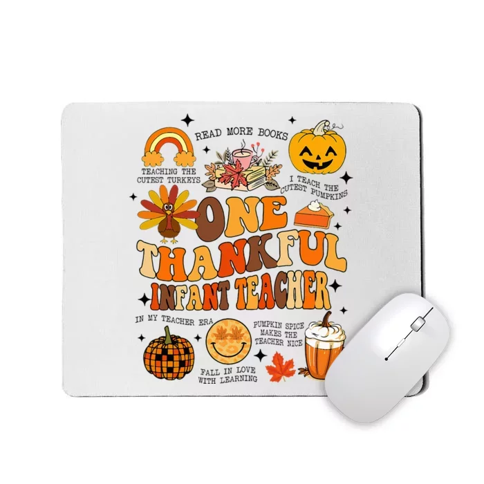 One Thankful Infant Teacher Thanksgiving Retro Groovy Fall Mousepad