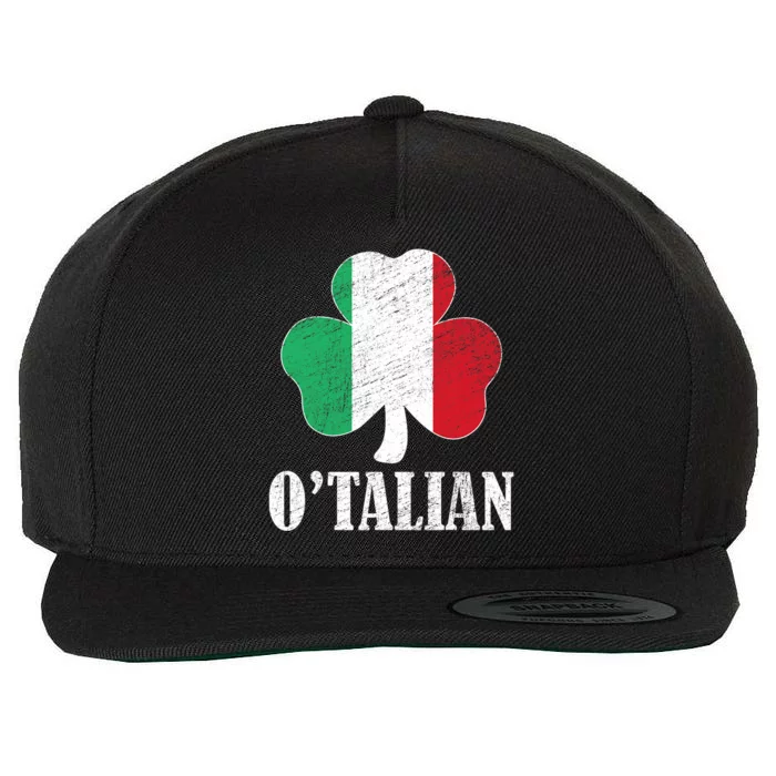 O Talian Italian Funny St Patricks Day Italia Shamrock Flag Wool Snapback Cap