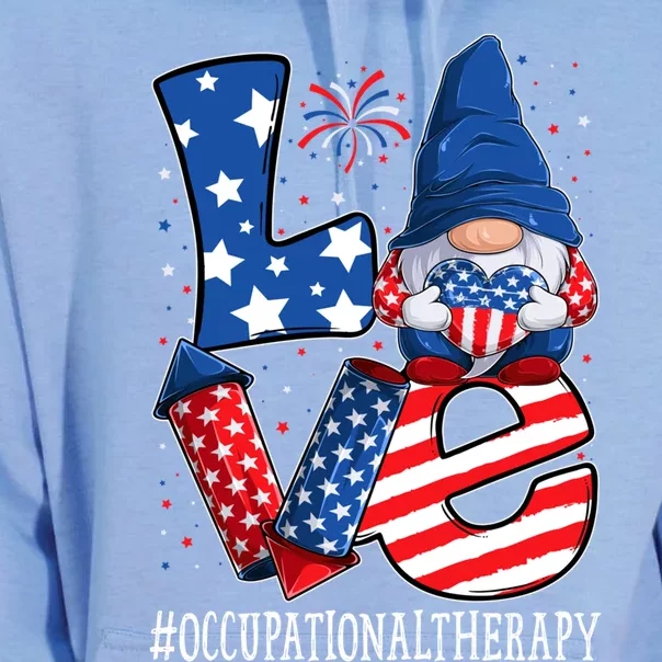 Occupational Therapy Love 4th Of July Gnome Usa Patriotic Gift Unisex Surf Hoodie