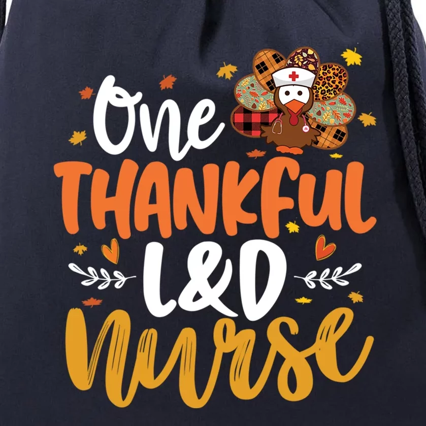 One Thankful L And D Nurse Turkey Leopard Plaid Thanksgiving Gift Drawstring Bag