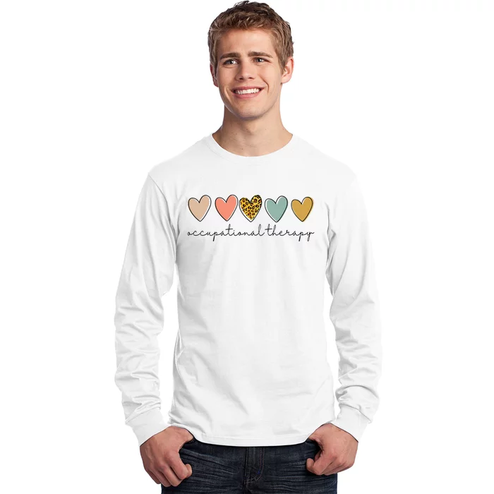 Occupational Therapist Leopard Heart Occupational Therapy Long Sleeve Shirt