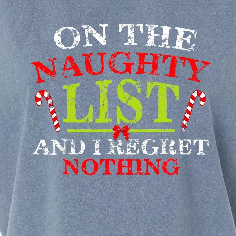 On The List Of Naughty And I Regret Nothing Christmas Garment-Dyed Women's Muscle Tee