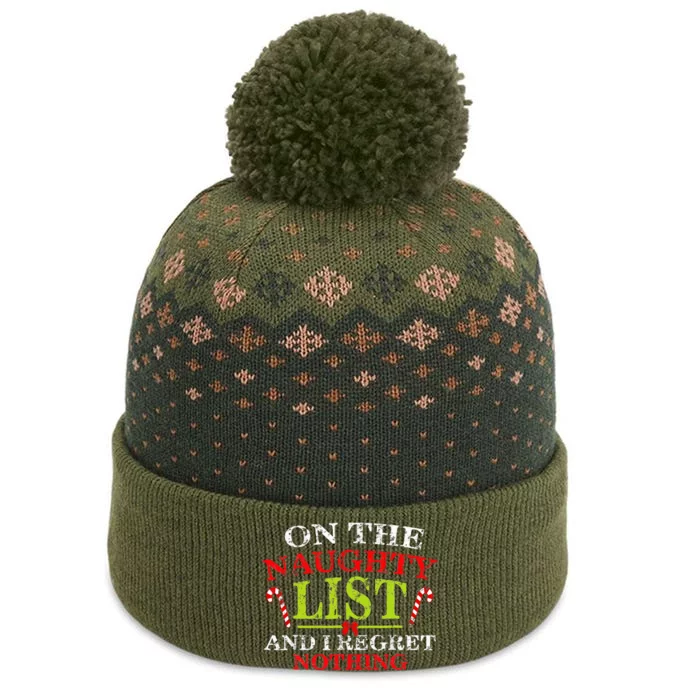 On The List Of Naughty And I Regret Nothing Christmas The Baniff Cuffed Pom Beanie