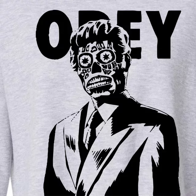 Obey They Live Cropped Pullover Crew