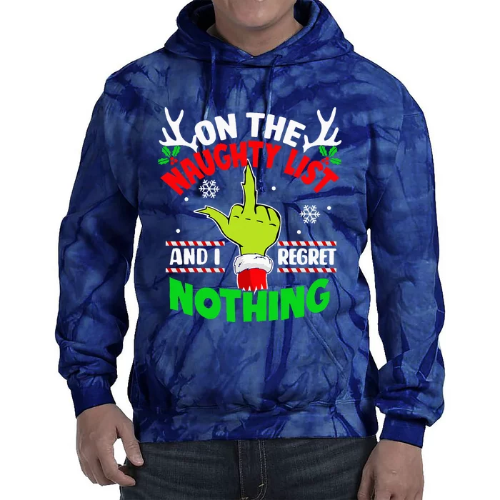 On The List Of Naughty And I Regret Nothing Christmas Tie Dye Hoodie