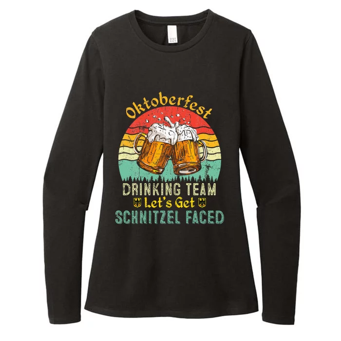 Oktoberfest Team Lets Get Schnitzel Faced German Womens CVC Long Sleeve Shirt