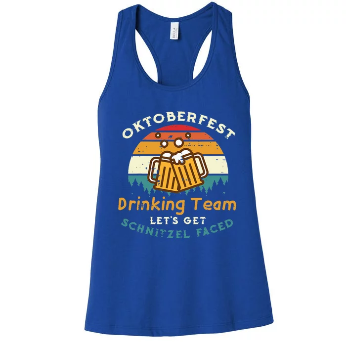 Oktoberfest Team Lets Get Schnitzel Faced German Women's Racerback Tank