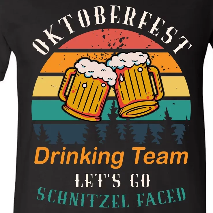 Oktoberfest Team Lets Get Schnitzel Faced V-Neck T-Shirt