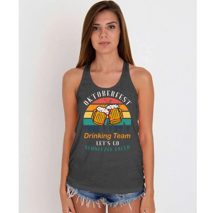 Oktoberfest Team Lets Get Schnitzel Faced Women's Knotted Racerback Tank