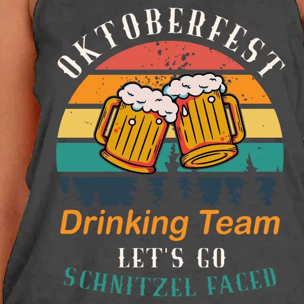 Oktoberfest Team Lets Get Schnitzel Faced Women's Knotted Racerback Tank