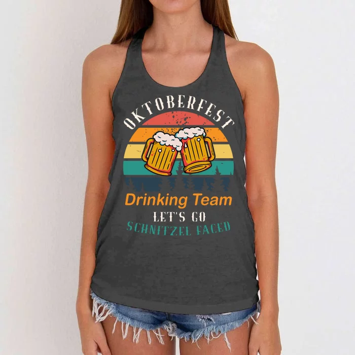 Oktoberfest Team Lets Get Schnitzel Faced Women's Knotted Racerback Tank