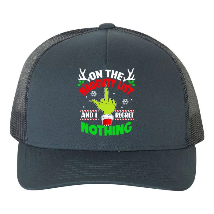 On The List Of Naughty And I Regret Nothing Christmas Yupoong Adult 5-Panel Trucker Hat