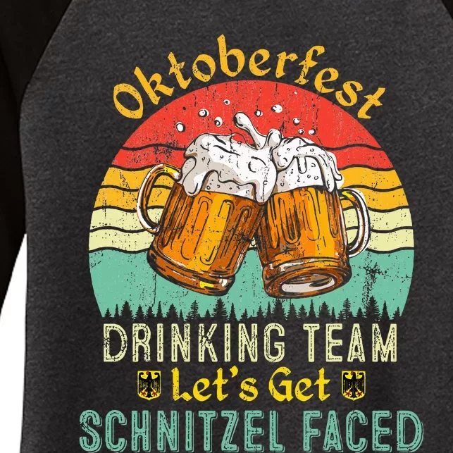 Oktoberfest Team Lets Get Schnitzel Faced German Women's Tri-Blend 3/4-Sleeve Raglan Shirt