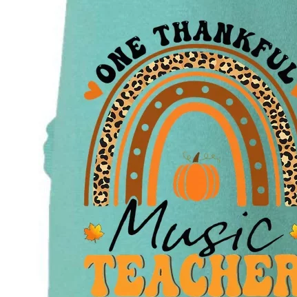 One Thankful Music Teacher Thanksgiving Rainbow Leopard Fall Doggie 3-End Fleece Hoodie