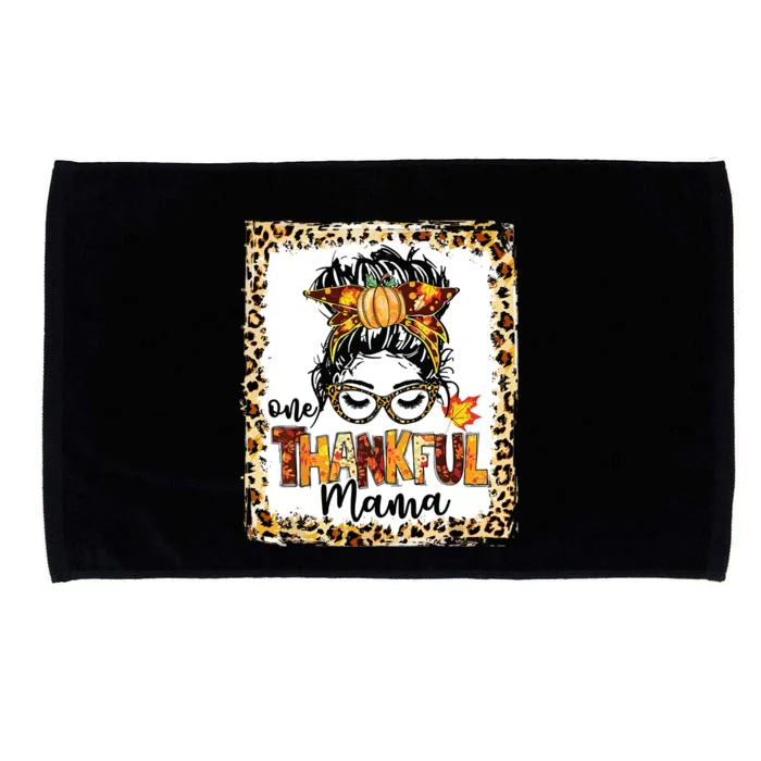 One Thankful Mama Messy Bun Fall Cute Thanksgiving Cool Gift Microfiber Hand Towel