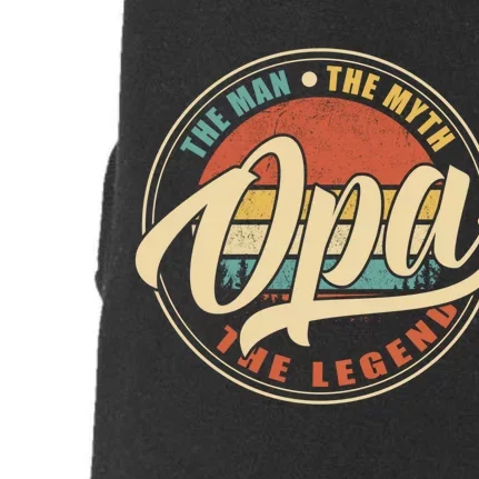 Opa The Man The Myth The Legend Vintage Retro Fathers Day Gift Doggie 3-End Fleece Hoodie