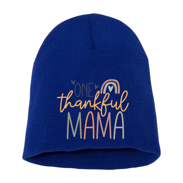 One Thankful Mama Vintage Rainbow Mama Life Thanksgiving Gift Short Acrylic Beanie