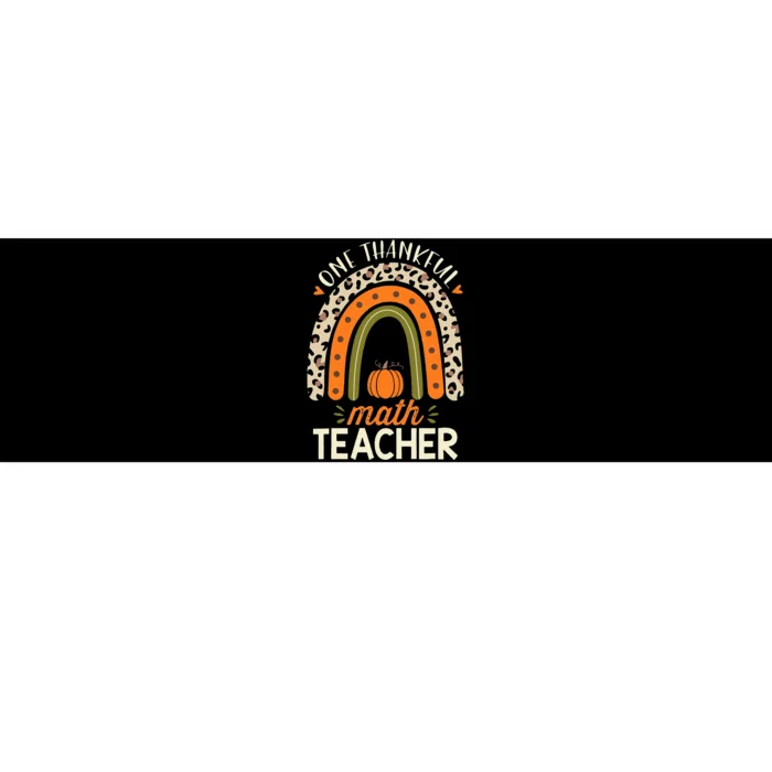 One Thankful Math Teacher Thanksgiving Leopard Rainbow Bumper Sticker