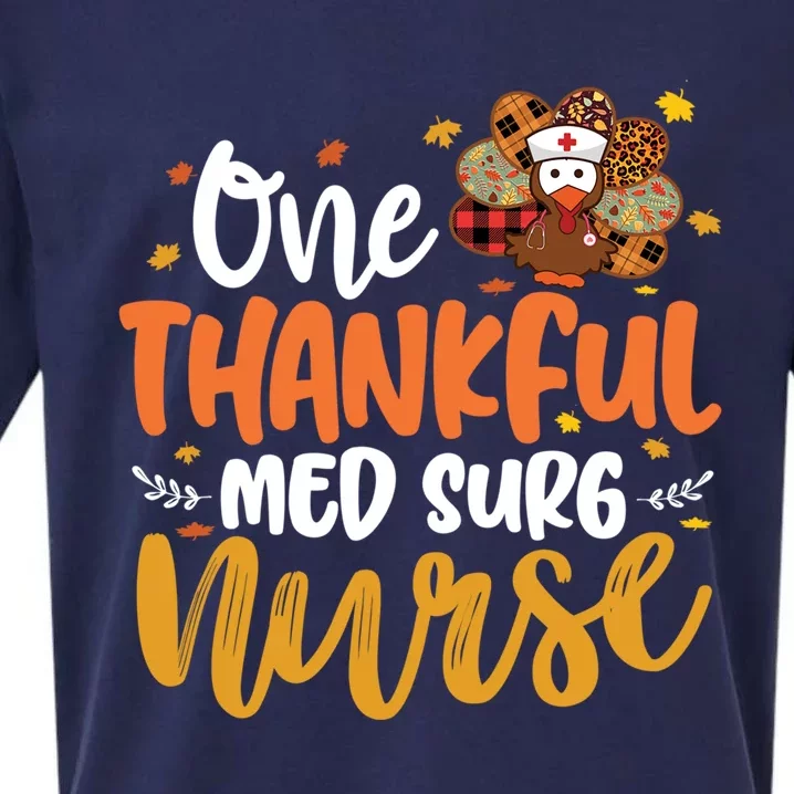 One Thankful Med Surg Nurse Turkey Leopard Thanksgiving Great Gift Sueded Cloud Jersey T-Shirt