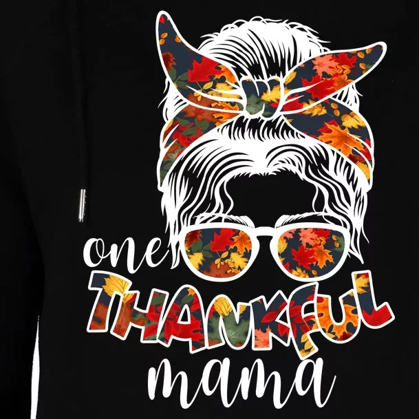 One Thankful Mama Fall Hair Bun Womens Funnel Neck Pullover Hood