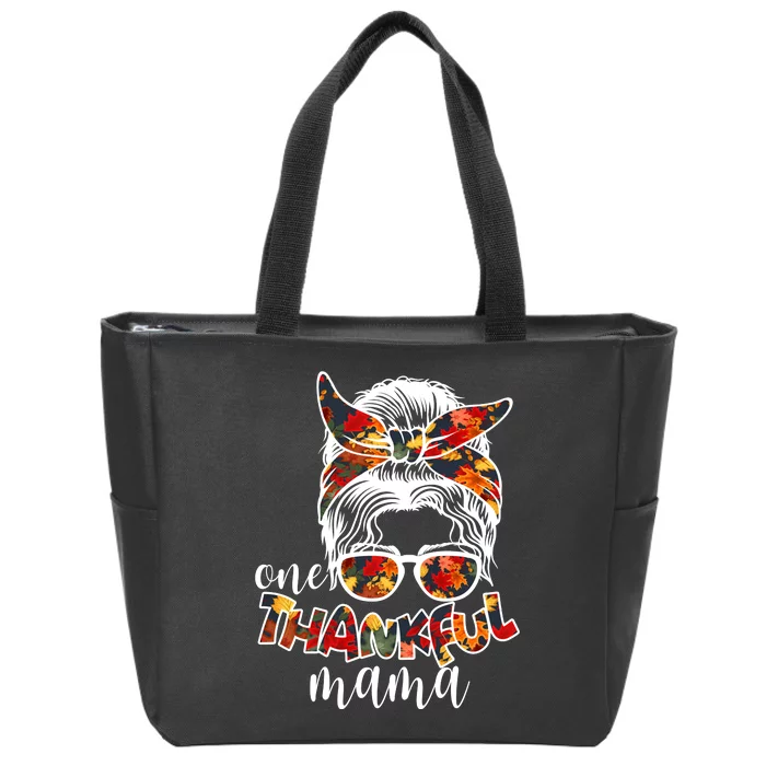 One Thankful Mama Fall Hair Bun Zip Tote Bag