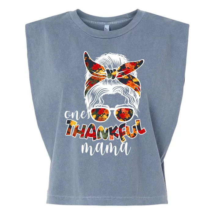 One Thankful Mama Fall Hair Bun Garment-Dyed Women's Muscle Tee