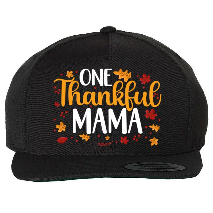 One Thankful Mama Thanksgiving Family Matching Turkey Great Gift Wool Snapback Cap