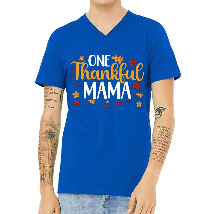 One Thankful Mama Thanksgiving Family Matching Turkey Great Gift V-Neck T-Shirt