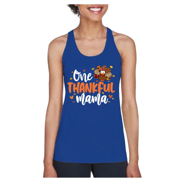 One Thankful Mama Turkey Leopard Thanksgiving Family Meaningful Gift Women's Racerback Tank