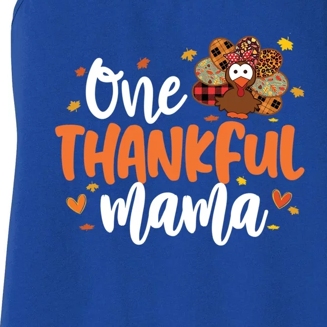 One Thankful Mama Turkey Leopard Thanksgiving Family Meaningful Gift Women's Racerback Tank