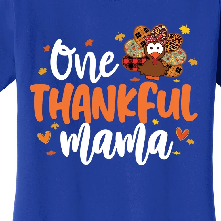 One Thankful Mama Turkey Leopard Thanksgiving Family Meaningful Gift Women's T-Shirt