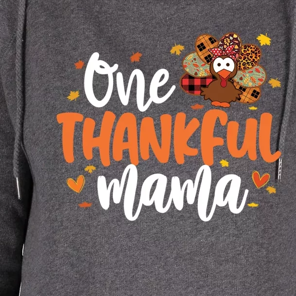 One Thankful Mama Turkey Leopard Thanksgiving Family Meaningful Gift Womens Funnel Neck Pullover Hood