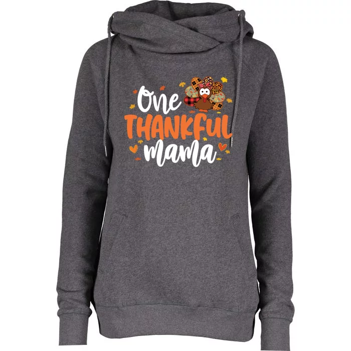 One Thankful Mama Turkey Leopard Thanksgiving Family Meaningful Gift Womens Funnel Neck Pullover Hood