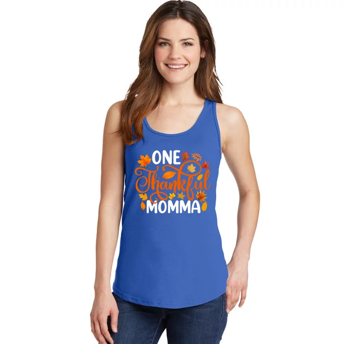 One Thankful Momma Funny Fall Autumn Thanksgiving Great Gift Ladies Essential Tank